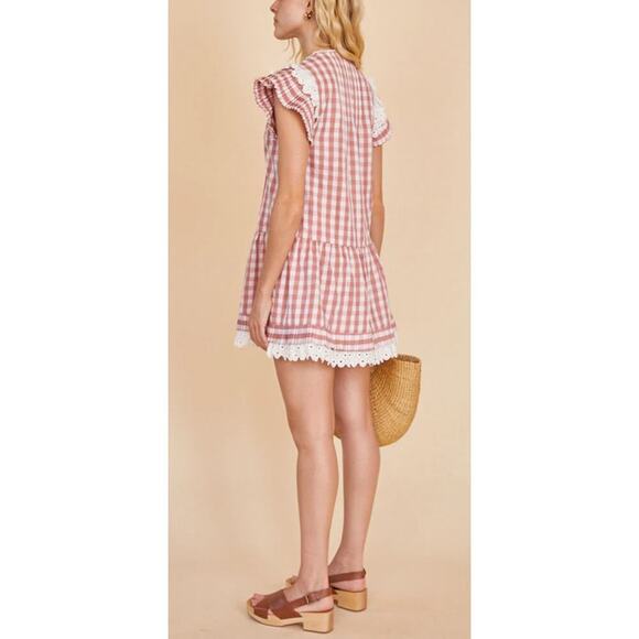 Hunter Bell Virginia Mini Dress Rosette Check Gingham Eyelet Ruffle Tuckernuck - Picture 5 of 11